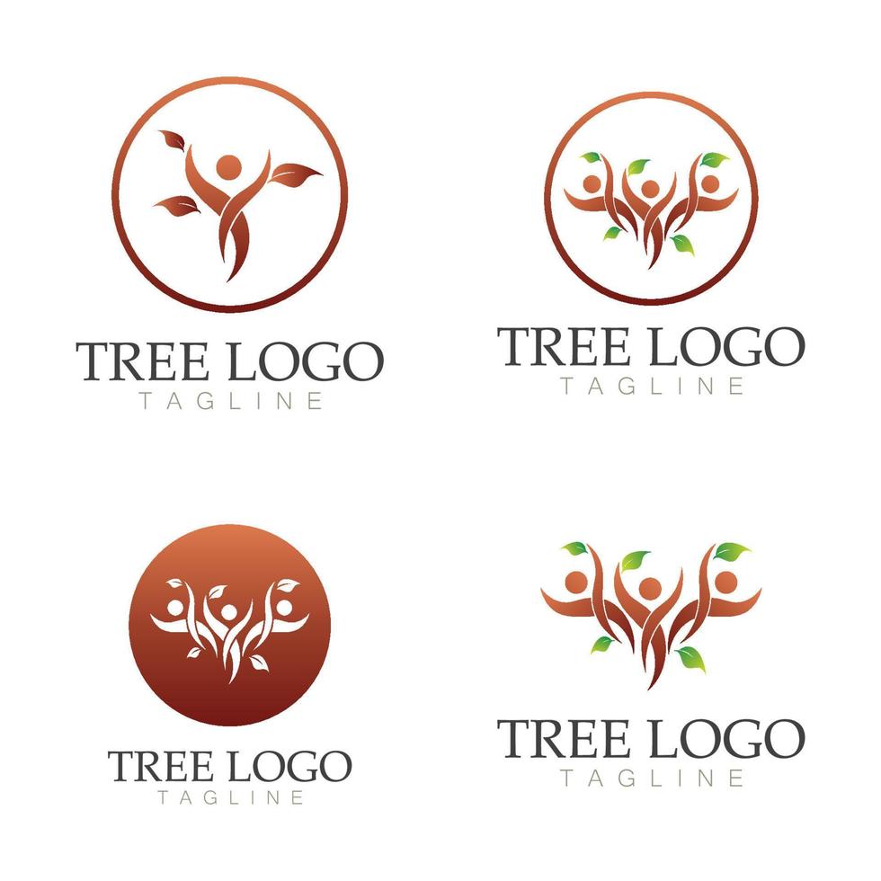 árbol logo icono vector ilustración design.vector silueta de un árbol plantillas de árbol logo y raíces árbol de la vida diseño ilustración