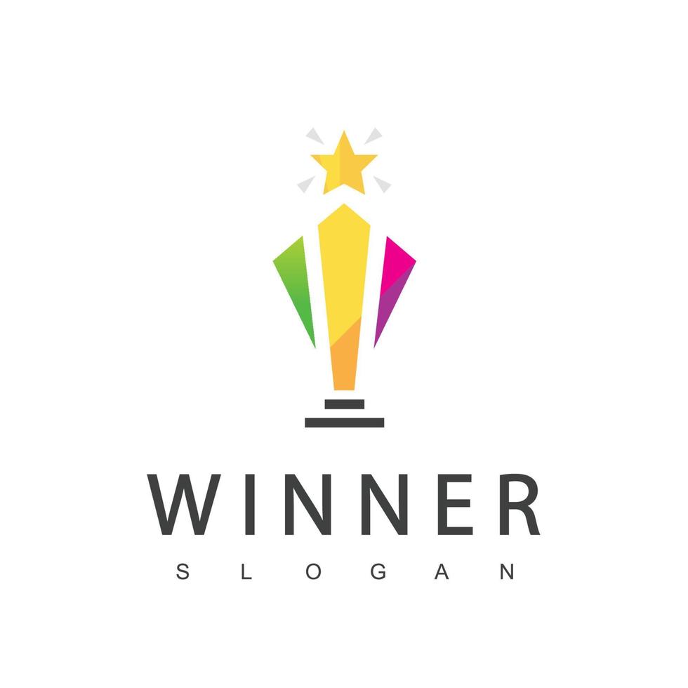 Winner Trophy Logo Template, Leadership And Competition Award Icon vector