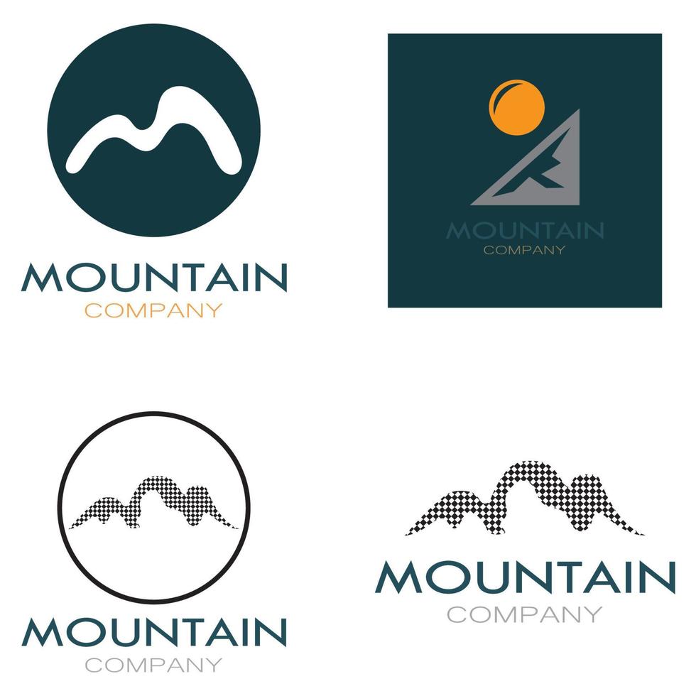 Minimalist mountain and sun logo design in flat colors packed with modern concepts vector illustration