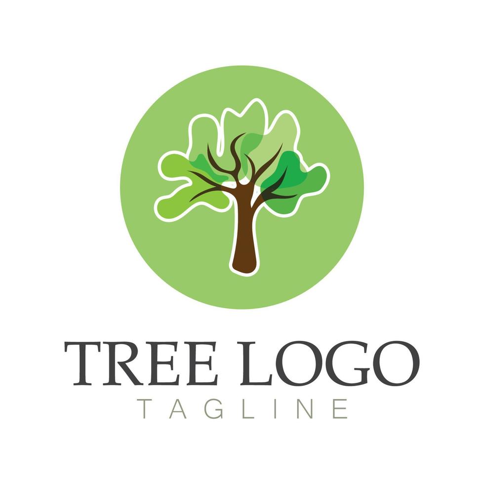 árbol logo icono vector ilustración design.vector silueta de un árbol plantillas de árbol logo y raíces árbol de la vida diseño ilustración