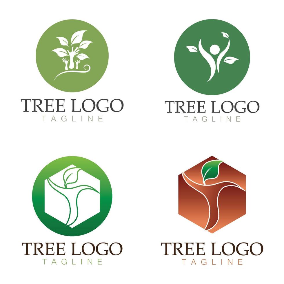 árbol logo icono vector ilustración design.vector silueta de un árbol plantillas de árbol logo y raíces árbol de la vida diseño ilustración