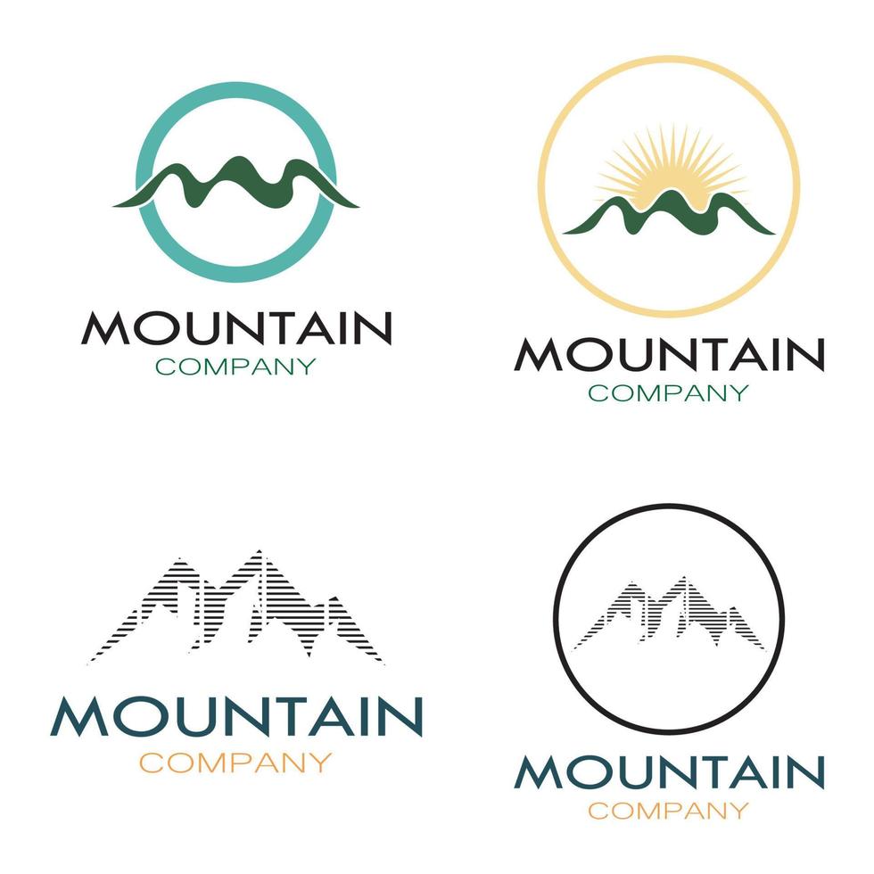 Minimalist mountain and sun logo design in flat colors packed with modern concepts vector illustration