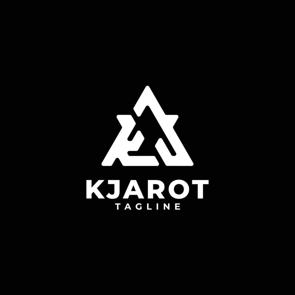 logotipo de monograma de iniciales triangulares con letras kj, k y j vector