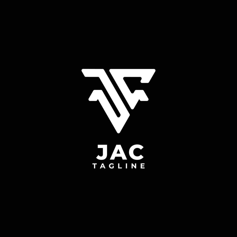 logotipo de monograma de iniciales triangulares con letra jc, j y c vector