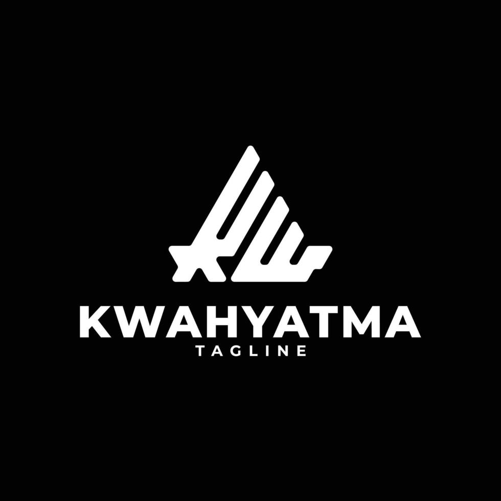 logotipo de monograma de iniciales triangulares con letra kw, k y w vector