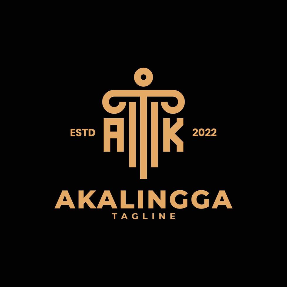 iniciales del logotipo del bufete de abogados con la letra ak vector