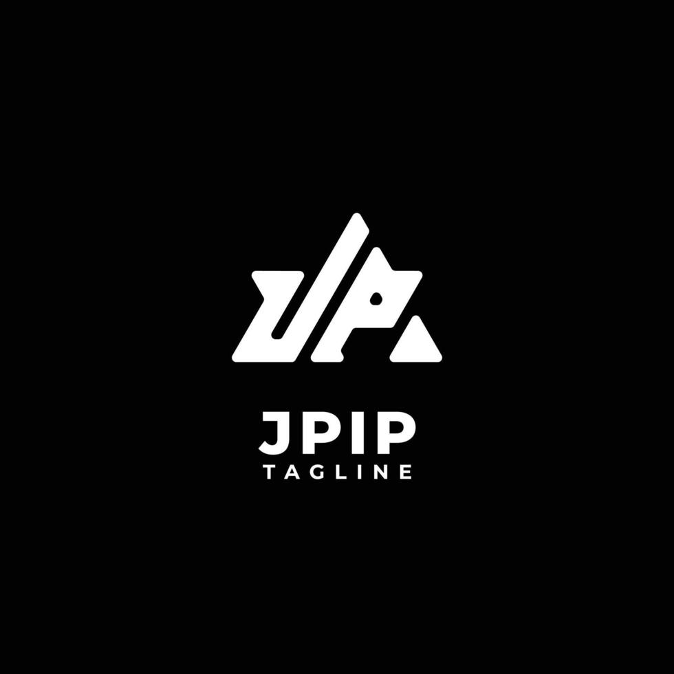 Triangle initials monogram logo with letter JP, J and P vector