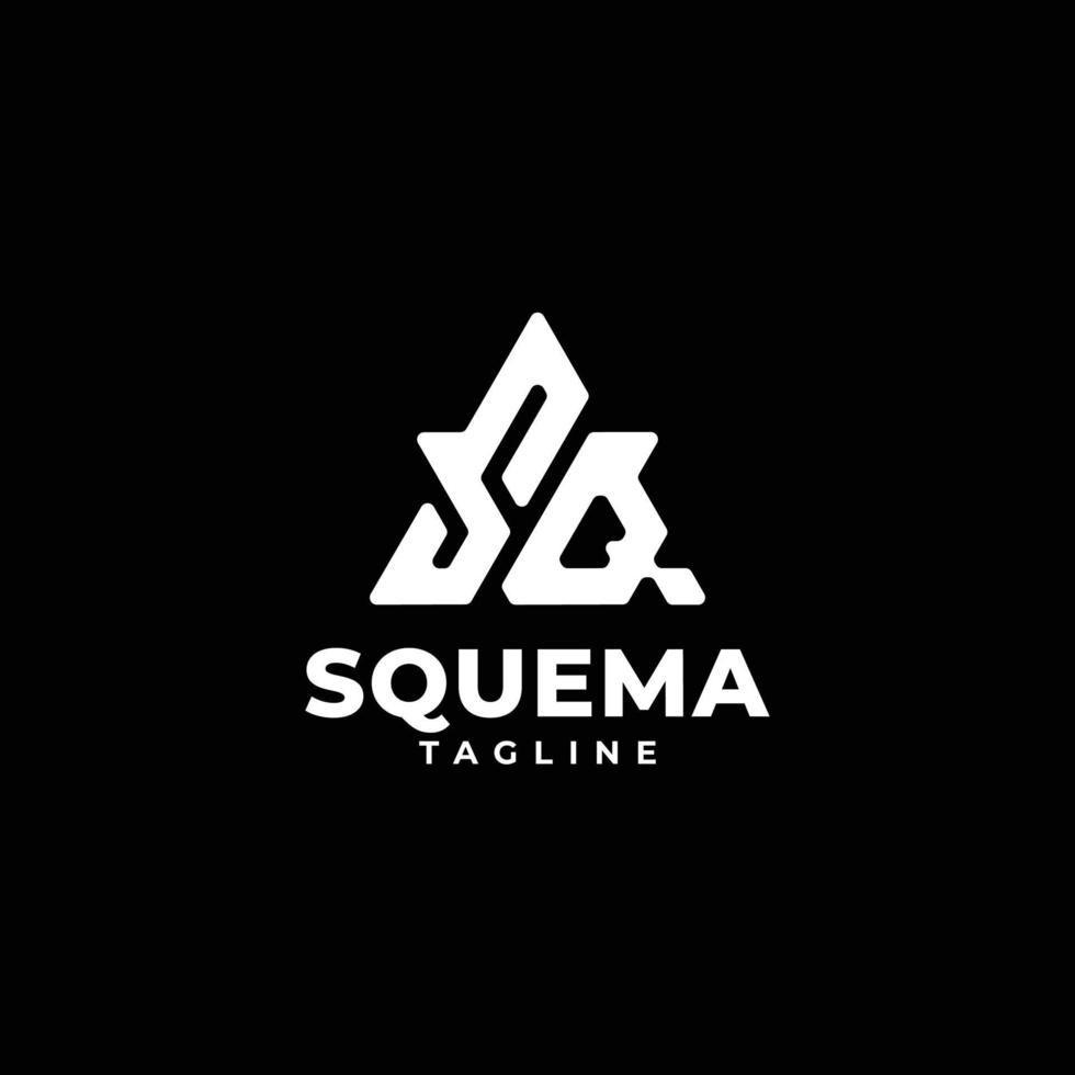 logotipo de monograma de iniciales triangulares con letra sq, s y q vector