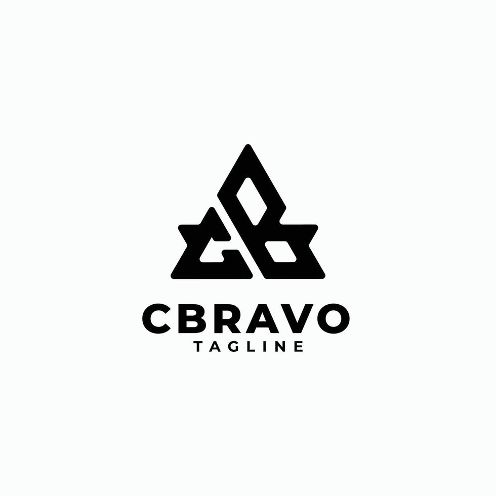 logotipo de monograma de iniciales triangulares con letra cb, c y b vector