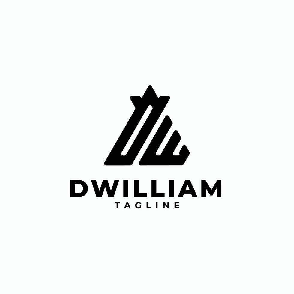 Triangle initials monogram logo with letter DW, D and W vector