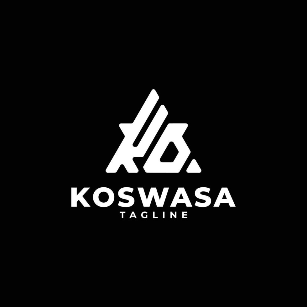 Triangle initials monogram logo with letter KO, K and O vector