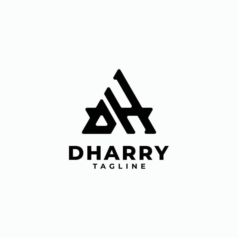 Triangle initials monogram logo with letter DH, D and H vector