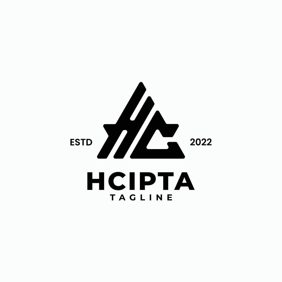 logotipo de monograma de iniciales triangulares con letra hc, h y c vector