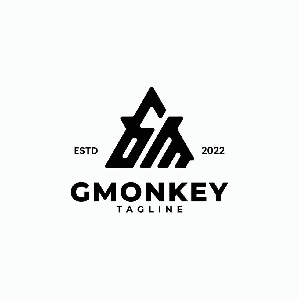 Triangle initials monogram logo with letter GM, G and M vector