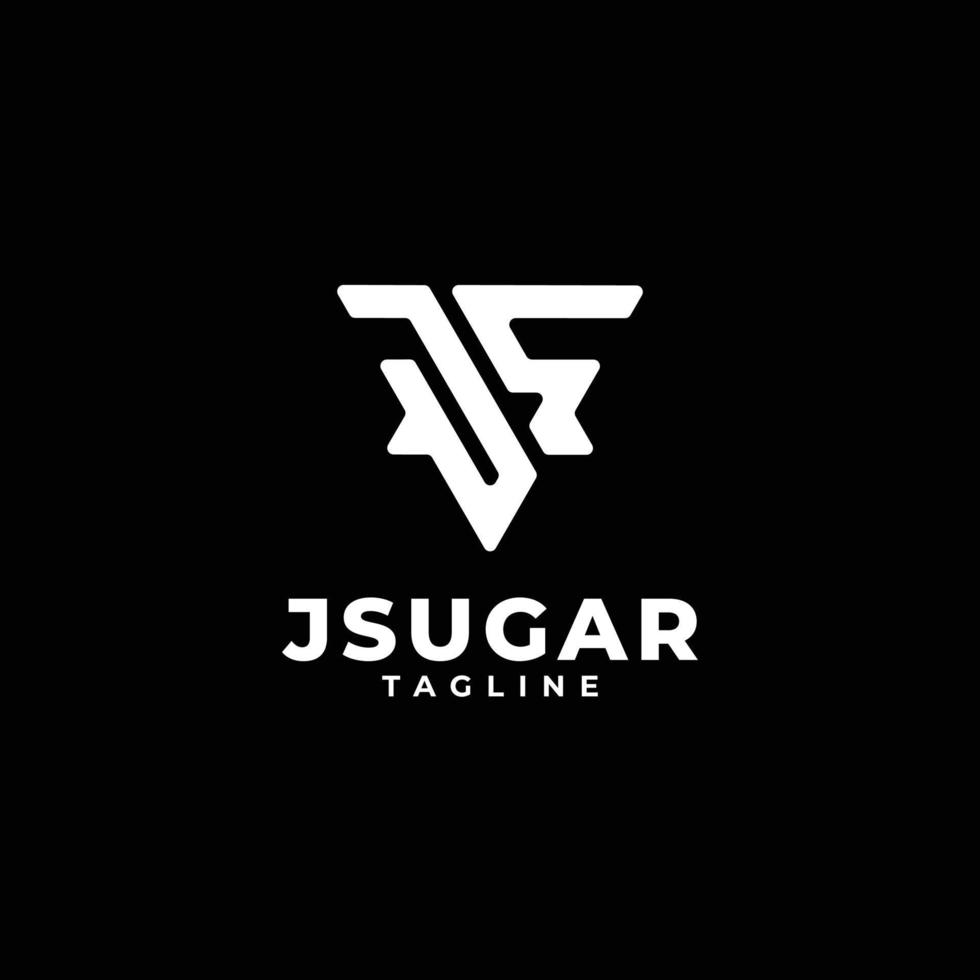 Triangle initials monogram logo with letter JS, J and S vector