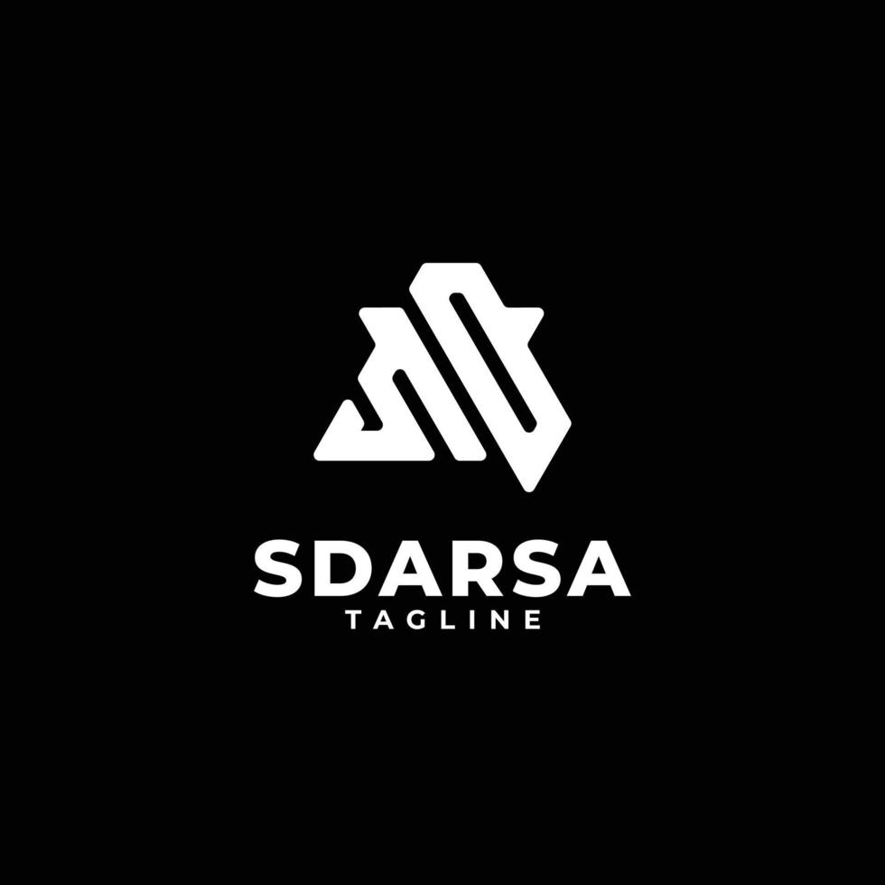 logotipo de monograma de iniciales triangulares con letra sd, s y d vector