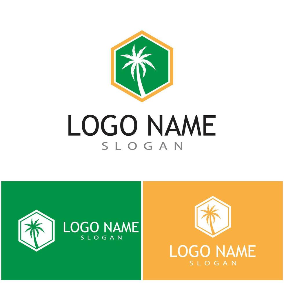 Ilustración de vector de plantilla de logotipo de verano de palmera