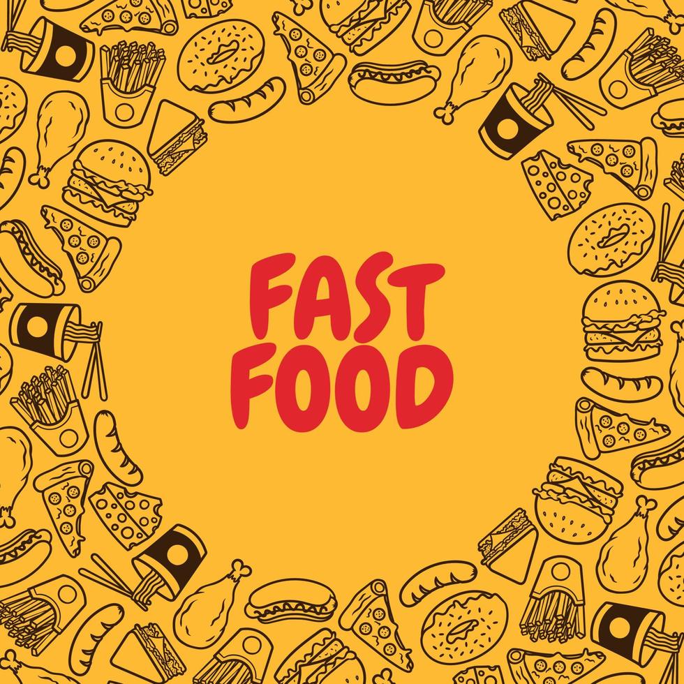 Fast food menu set of icons on the background Vector