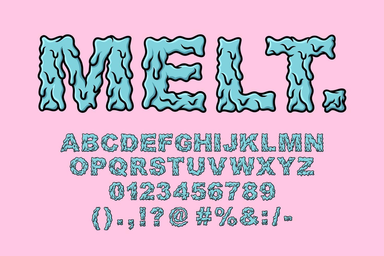 Slime Alphabet Melt Grime Typography Set concept Cartoon Icon Vector