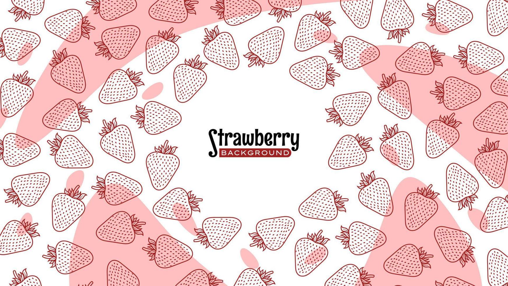 Strawberry Line art doodle Background Pattern Vector. vector