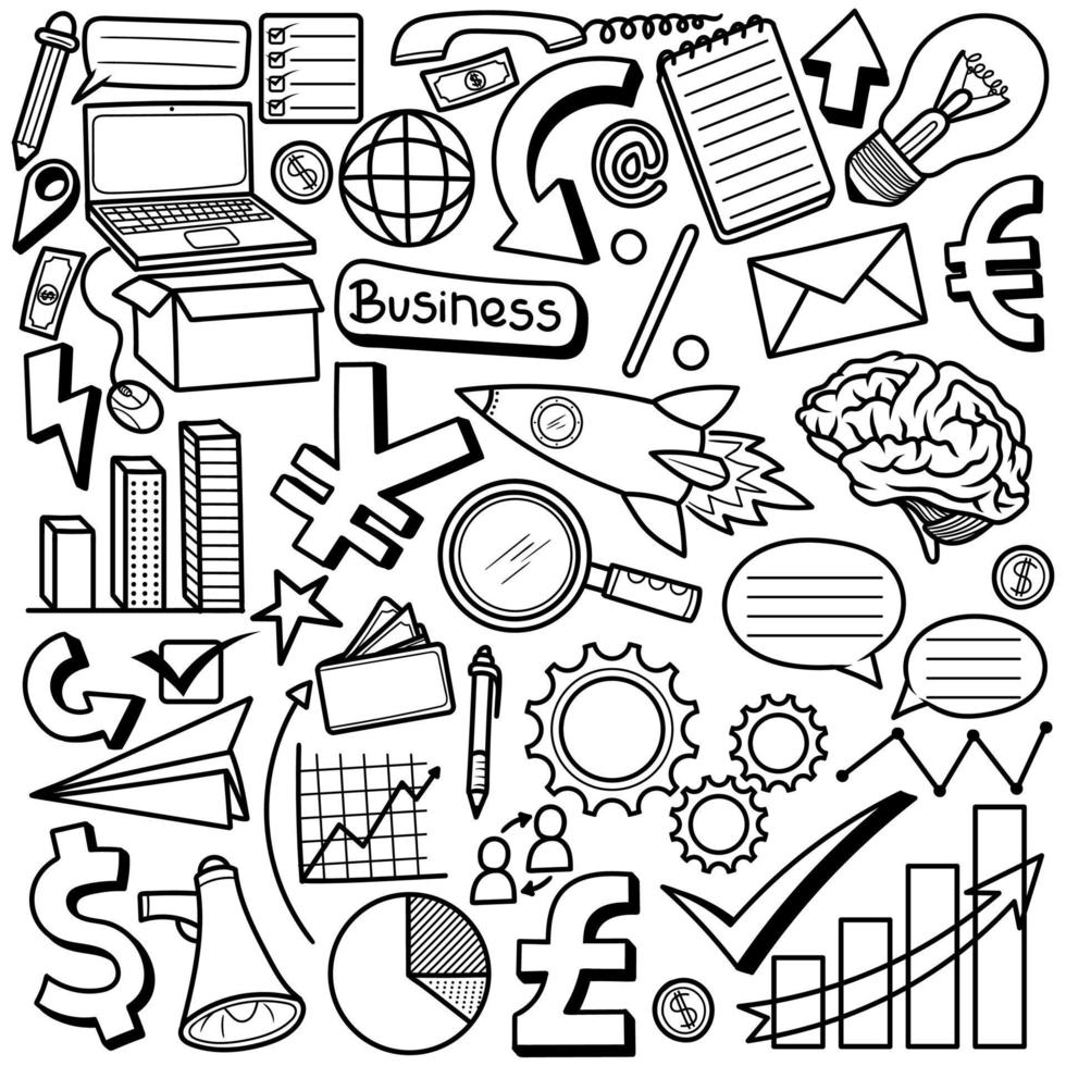 Set Business Hand Drawn Doodle vector