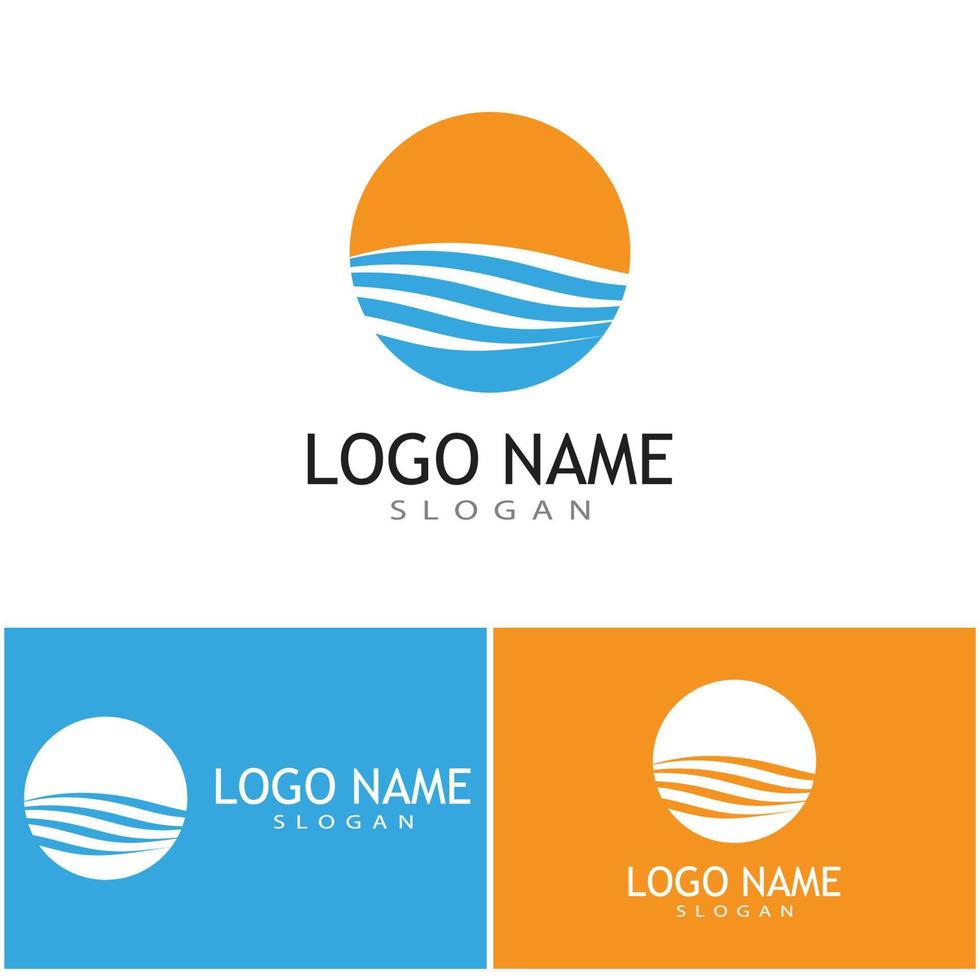 Logotipo de diseño de ilustración de vector de icono de onda de agua