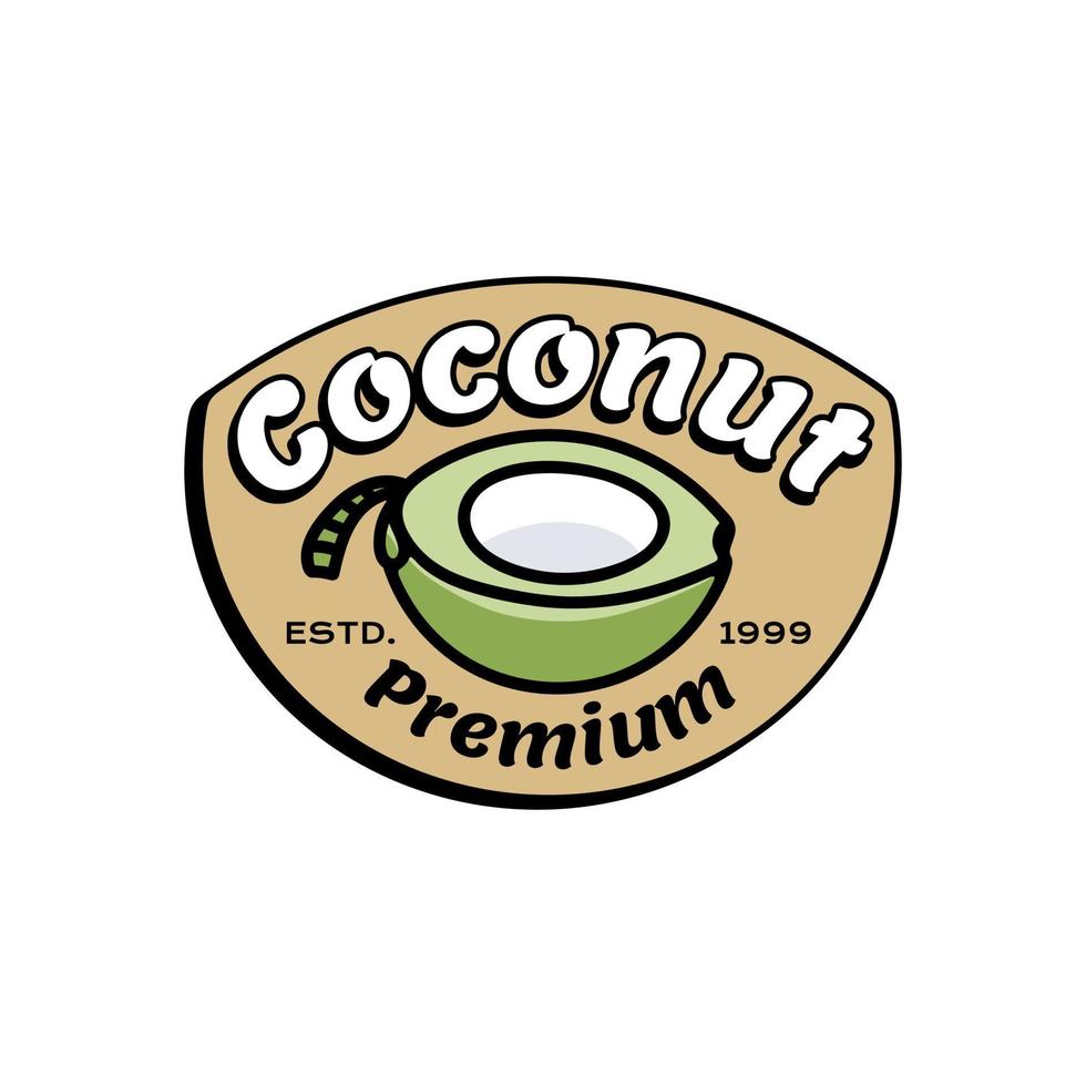 Coconut Icon Logo Unique whole coconut split vector