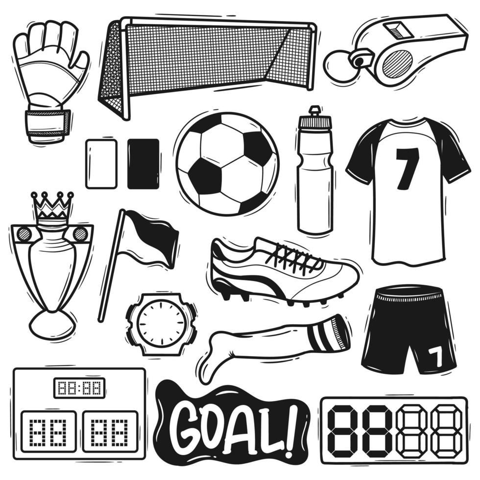 Set Football Element Hand Drawn Doodle 8693234 Vector Art at Vecteezy