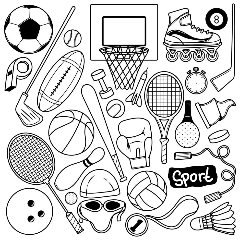 Hand drawn Sport doodle vector set