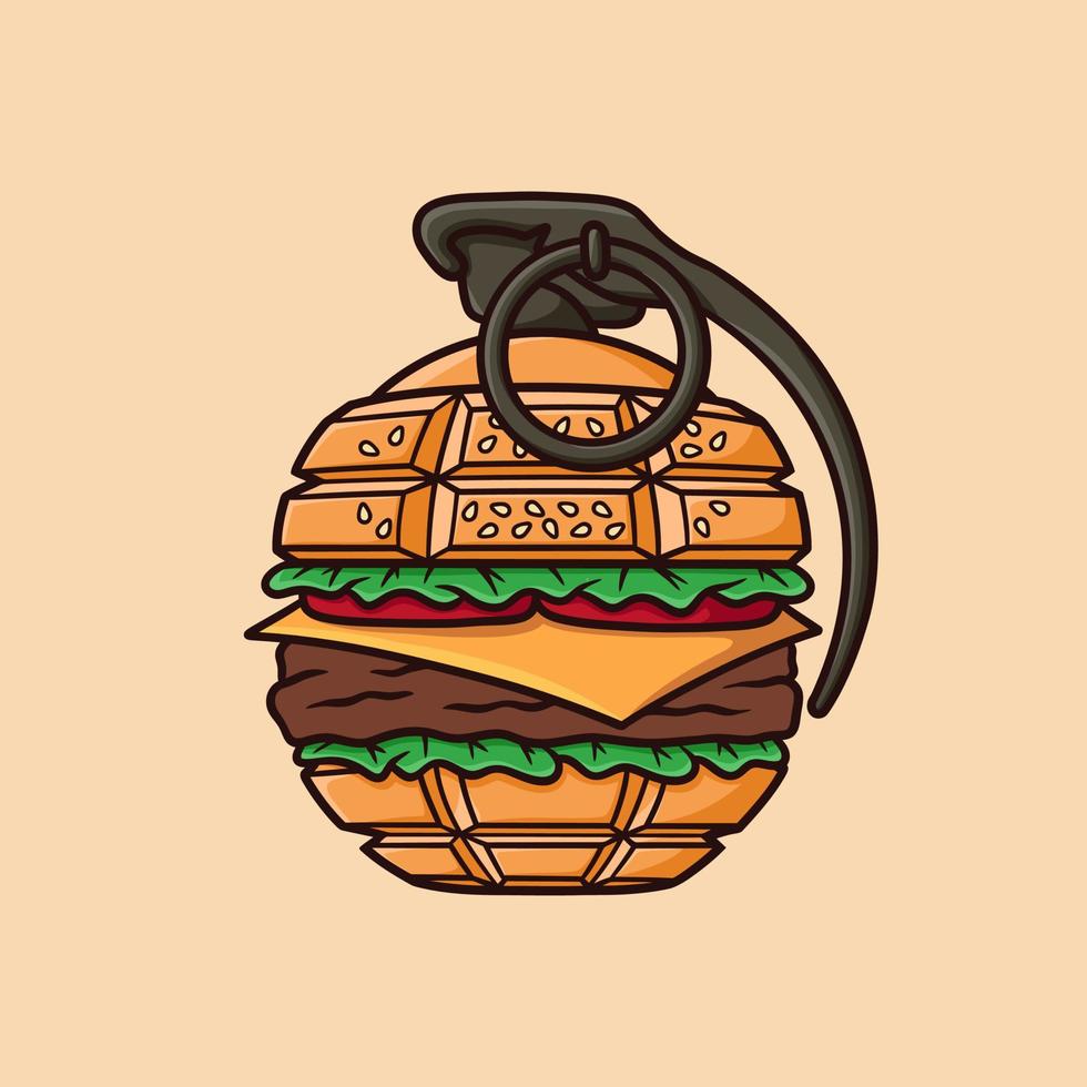 vector de dibujos animados de ilustración de hamburguesa de granada