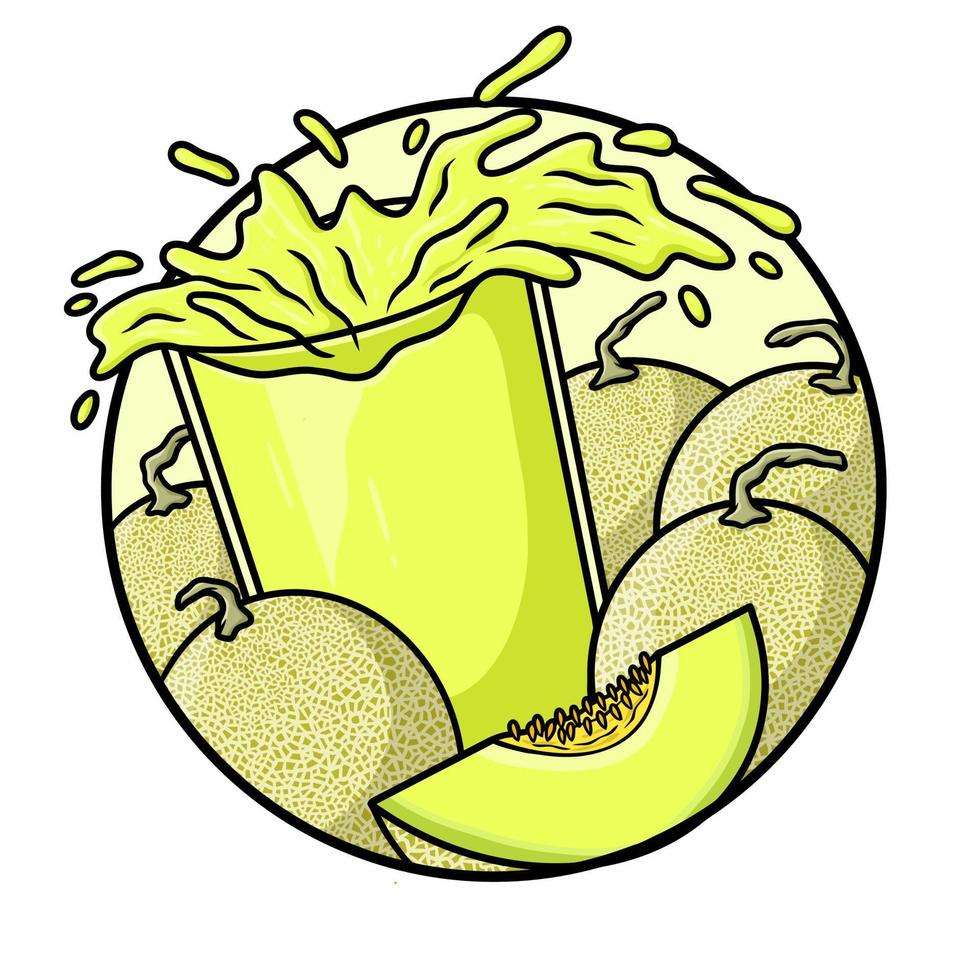 vector de jugo de melón de vidrio splash aislado