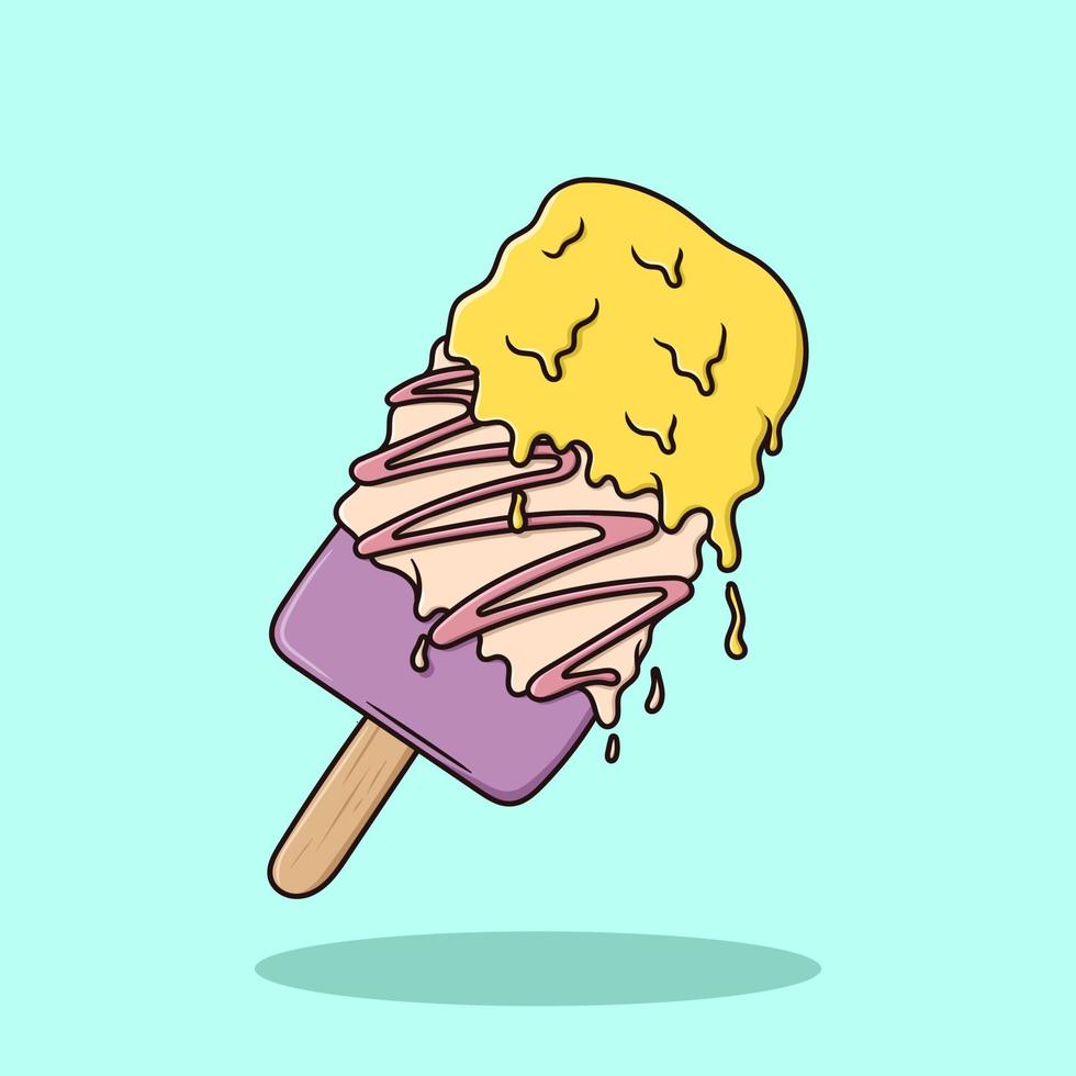 Ilustración de vector de dibujos animados de derretimiento de helado