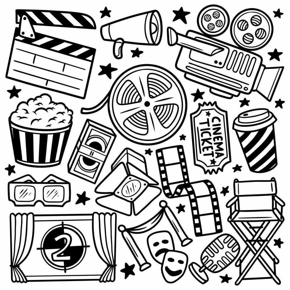 Doodle entretenimiento cine iconos vector ilustración