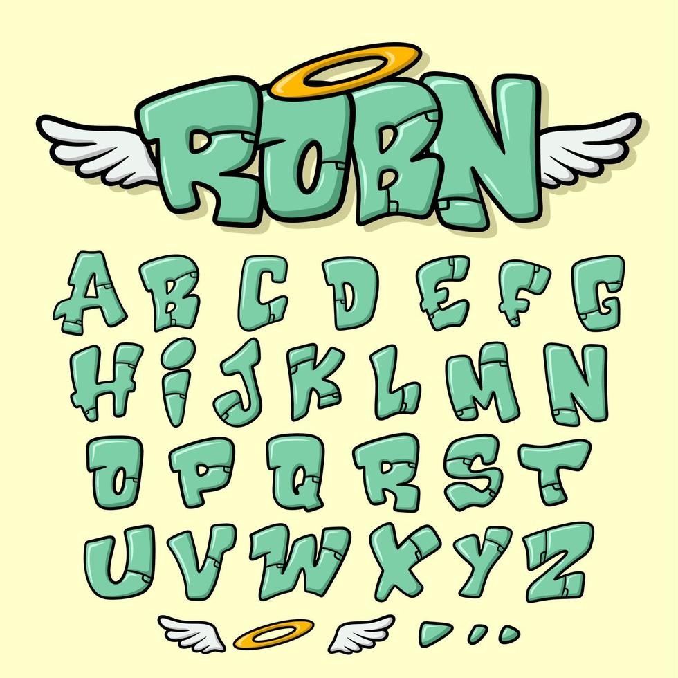 Graffiti angel style alphabet vector