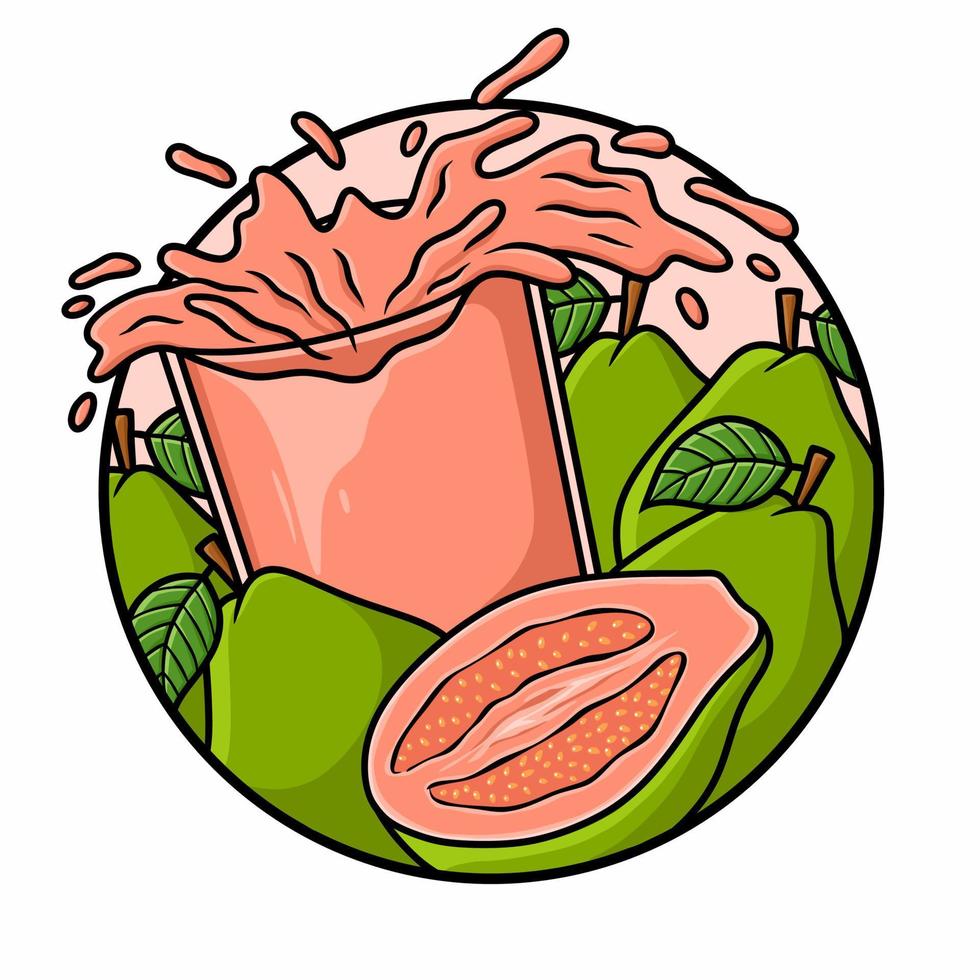 vector de jugo de guayaba de vidrio salpicado aislado