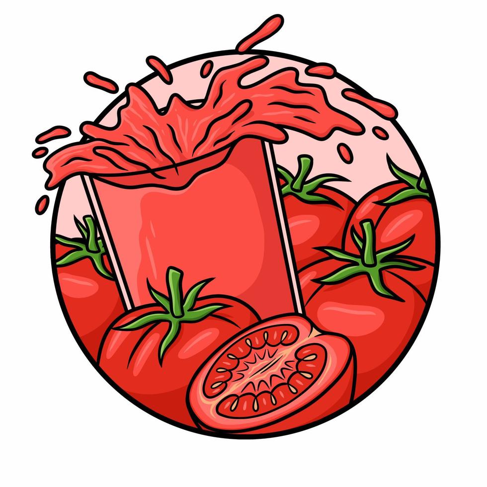 vector de jugo de tomate de vidrio splash aislado