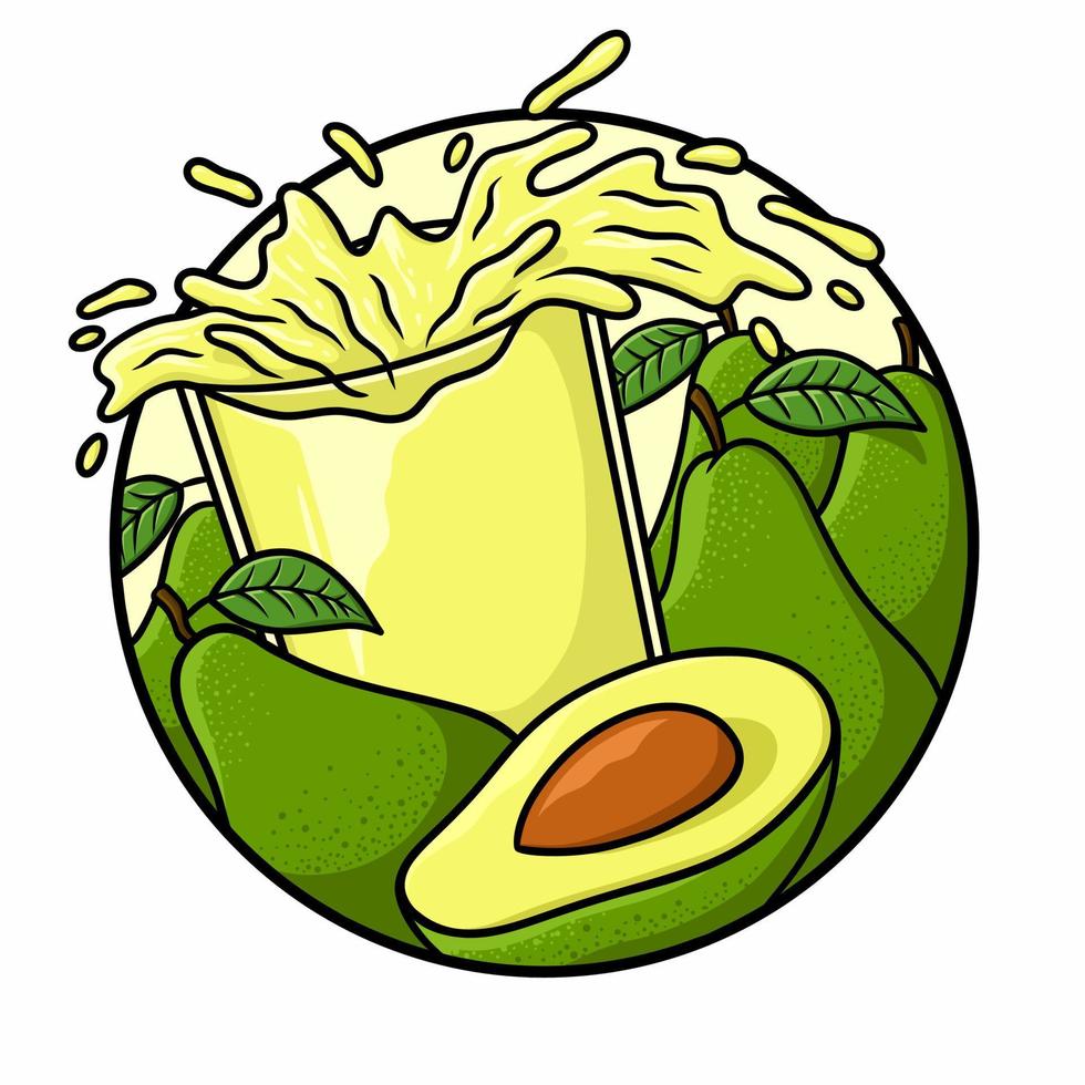 vector de jugo de aguacate de vidrio salpicado aislado