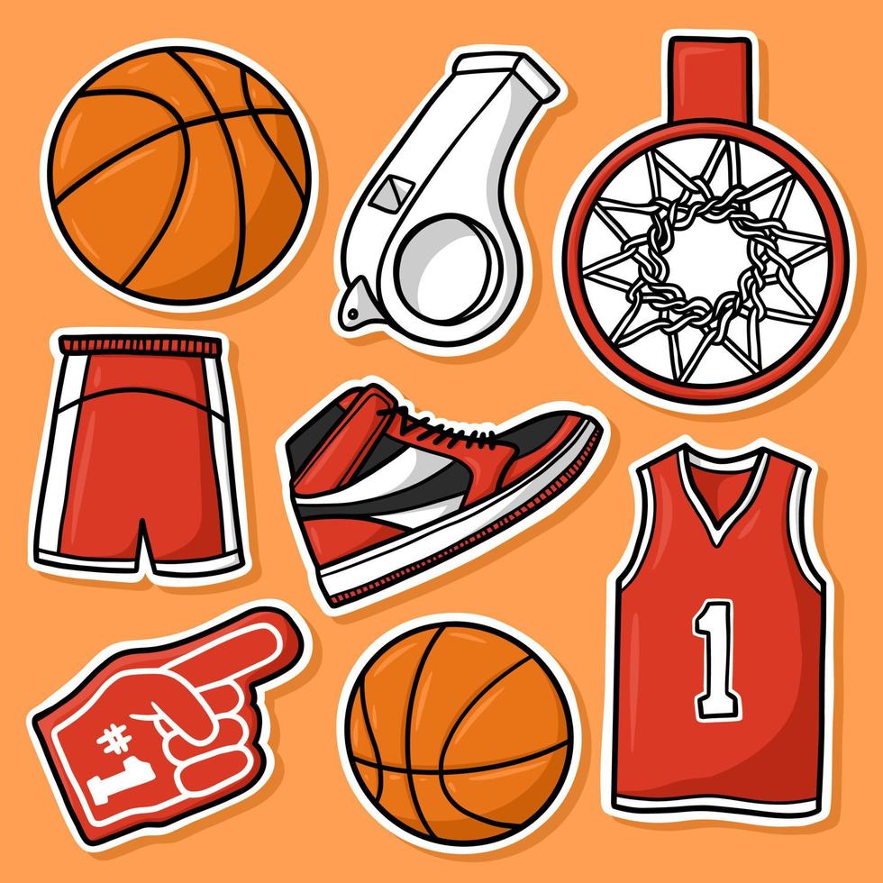 vector de dibujos animados de baloncesto conjunto de pegatinas 8693303  Vector en Vecteezy