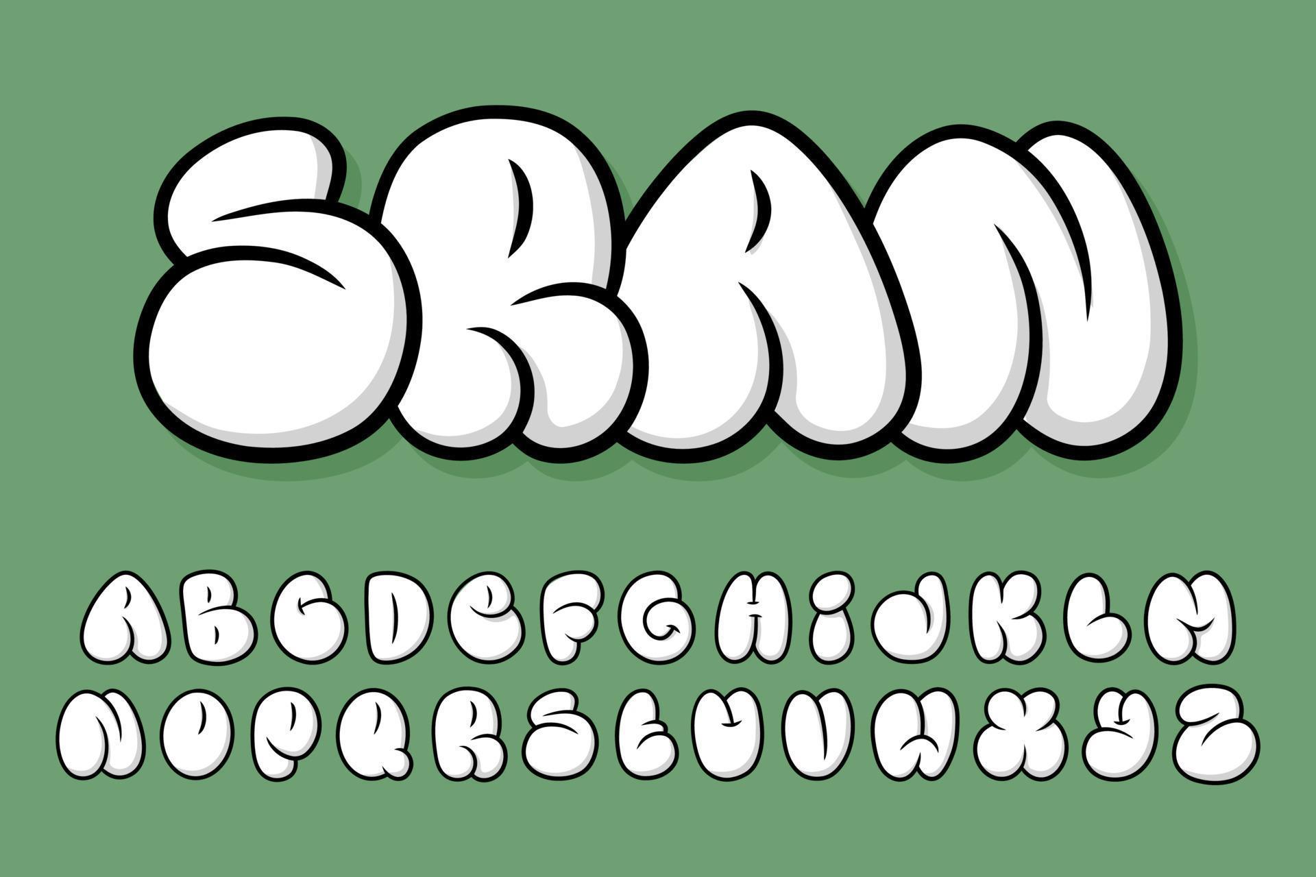 Alphabet Simple Bubble Graffity text vector Letters 8693307 Vector Art