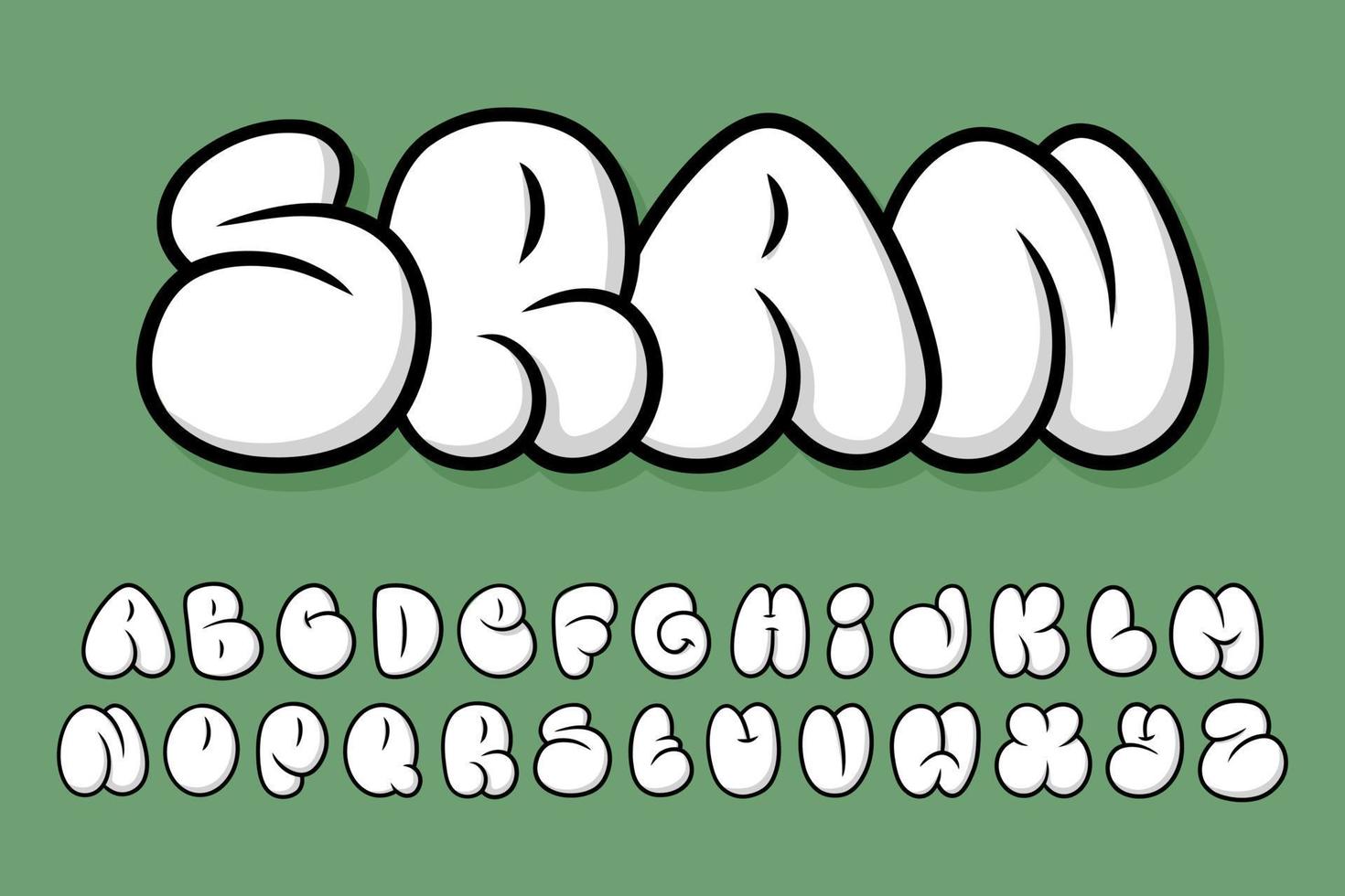 Alphabet Simple Bubble Graffity text vector Letters