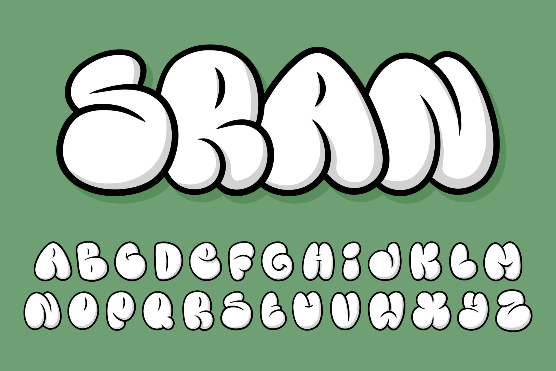 Alphabet Simple Bubble Graffity text vector Letters 8693307 Vector Art