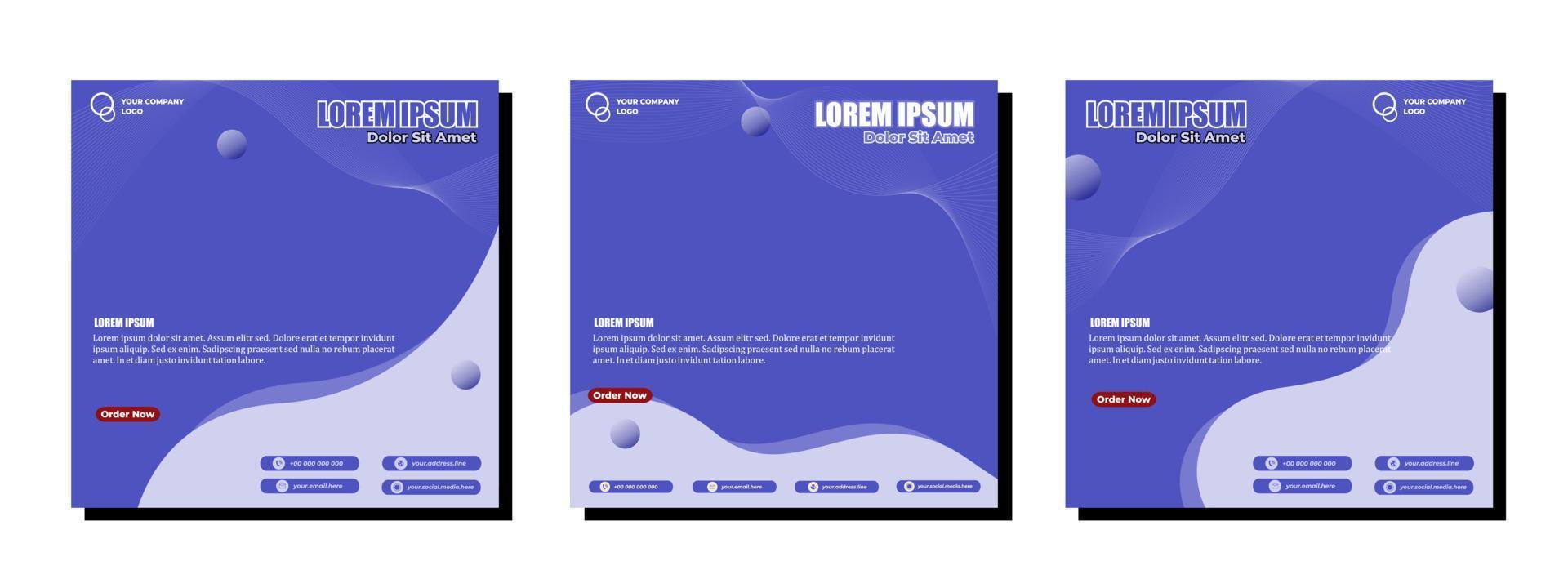 Social media posts template modern design, for digital marketing online. vector