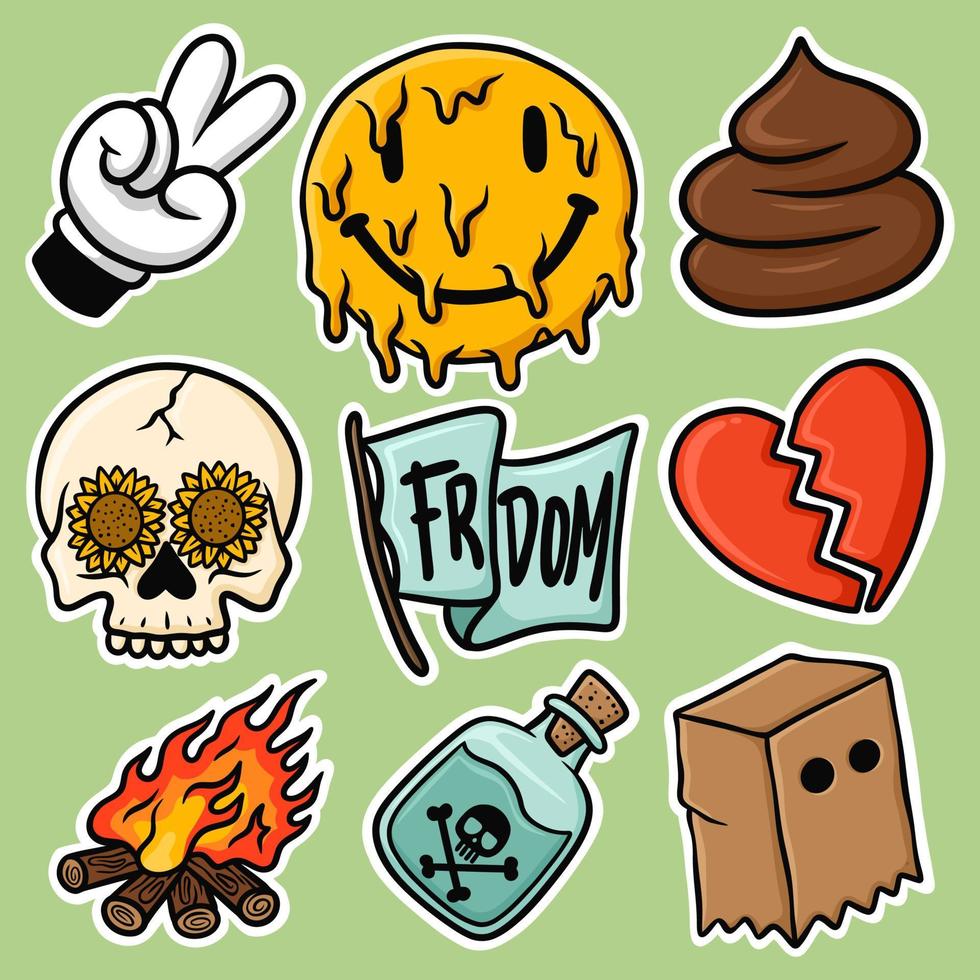 Sticker set Bad Cartoon Vector