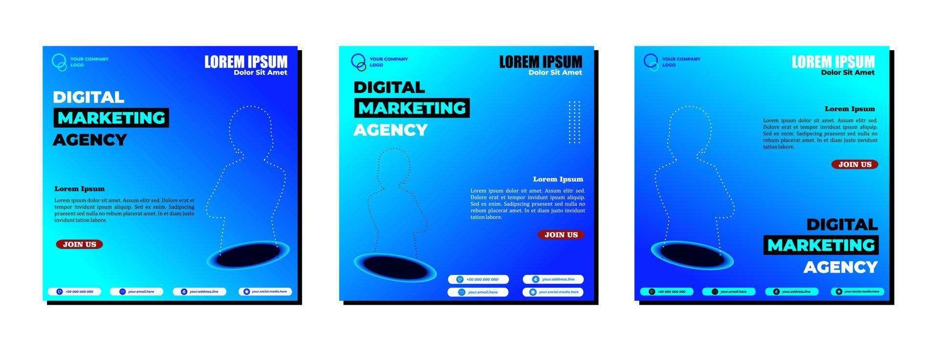 Social media posts template modern design, for digital marketing online. vector