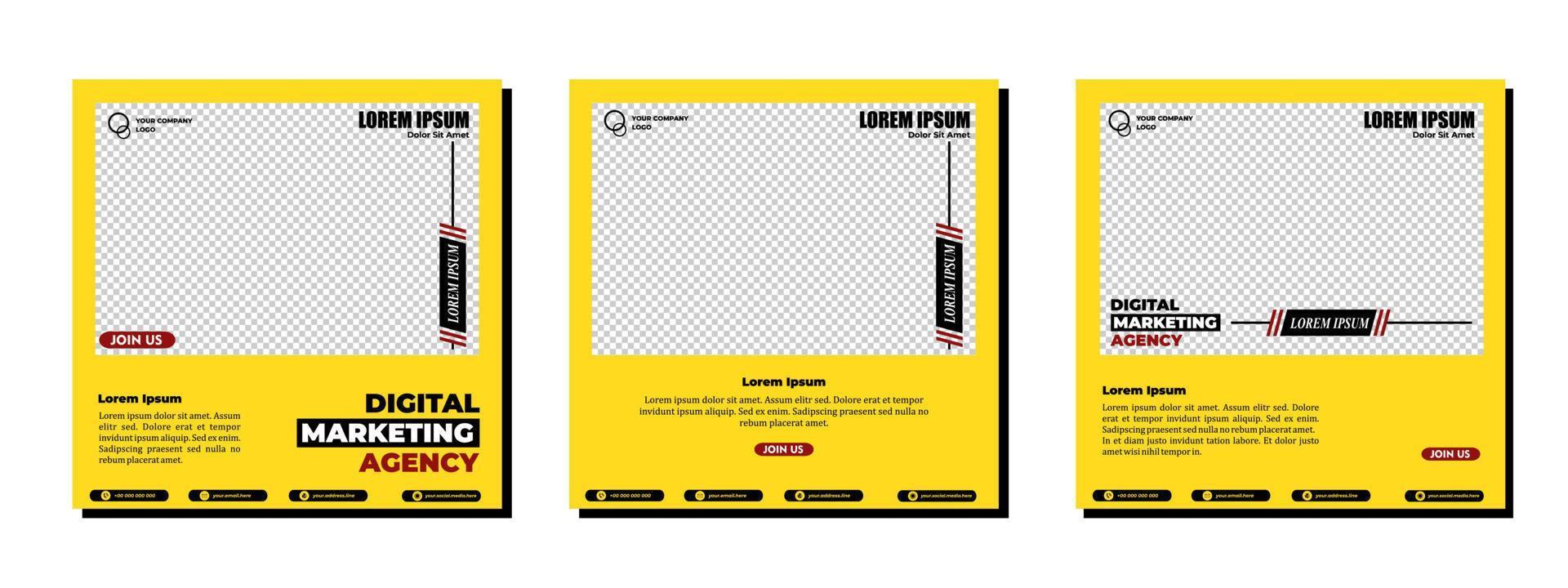Social media posts template modern design, for digital marketing online. vector