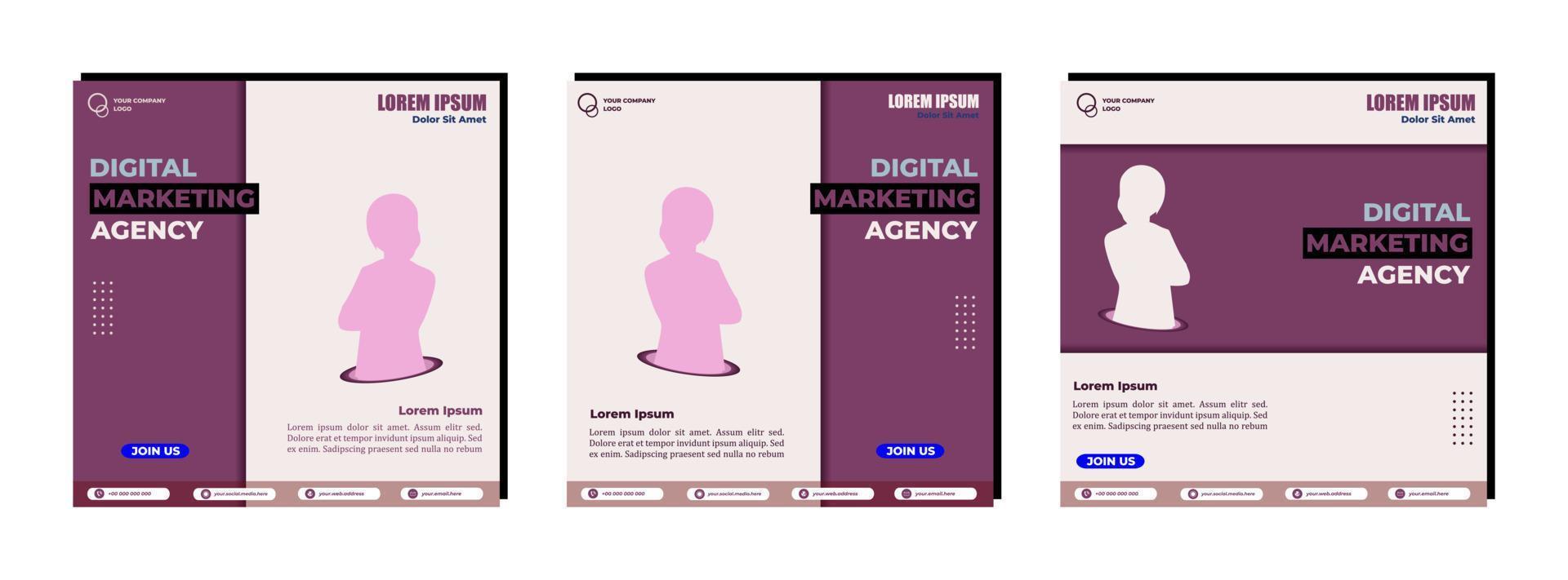 Social media posts template modern design, for digital marketing online. vector