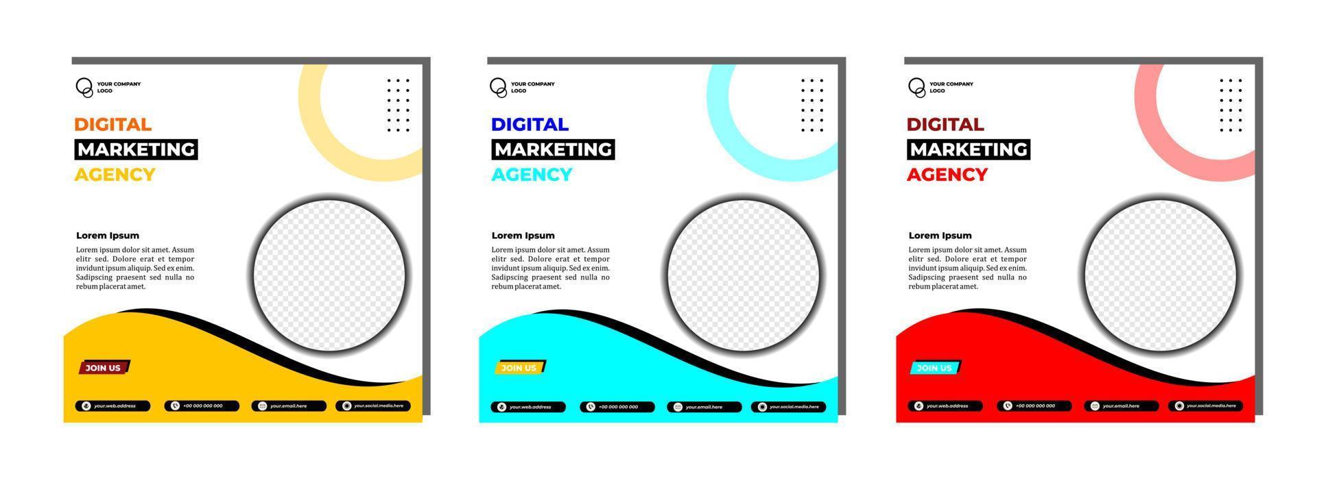 Social media posts template modern design, for digital marketing online vector
