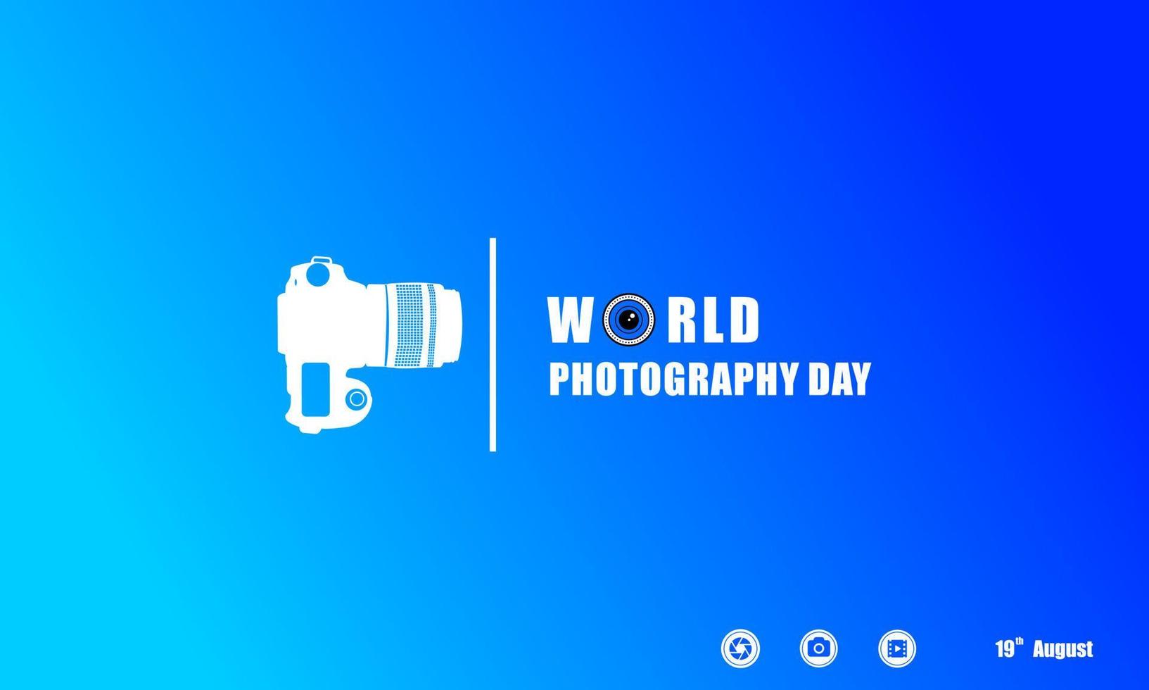 world photography day, perfect design with lens, vector illustration and text.
