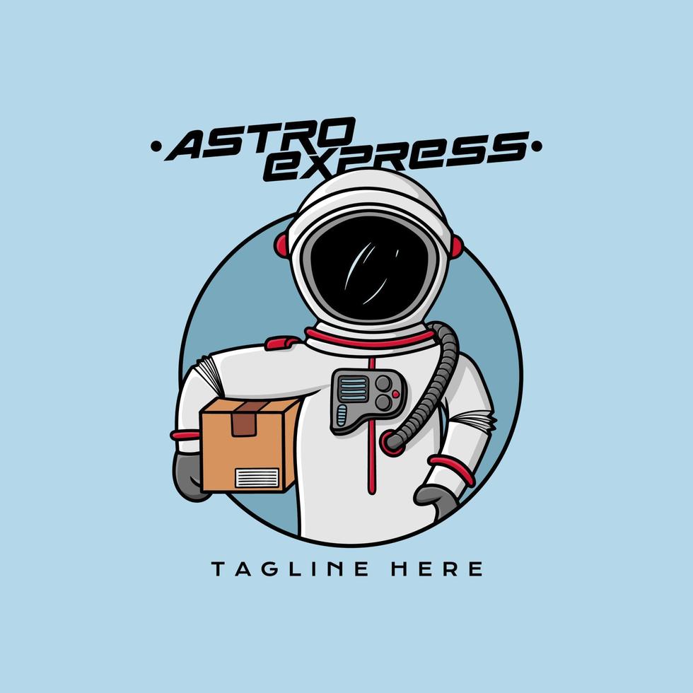 Mascot Logo Express courier Astronout shipping order Free Vector