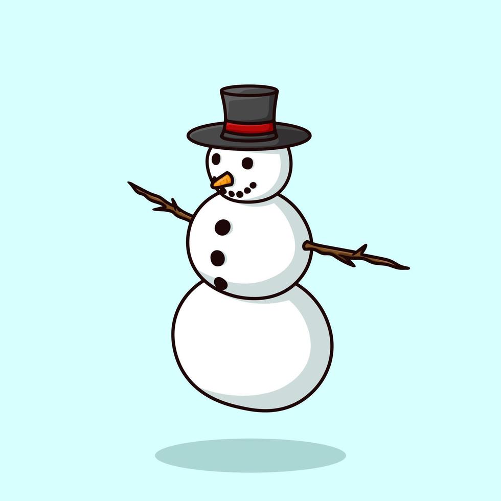 vector de ilustración de dibujos animados de muñeco de nieve